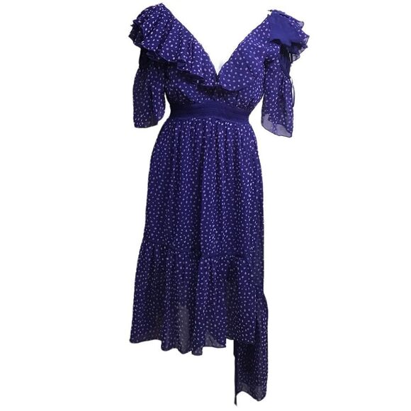 Anthropologie Three Floor Polka Dot Asymmetrical Hem Dress New Size 0 - Picture 3 of 12